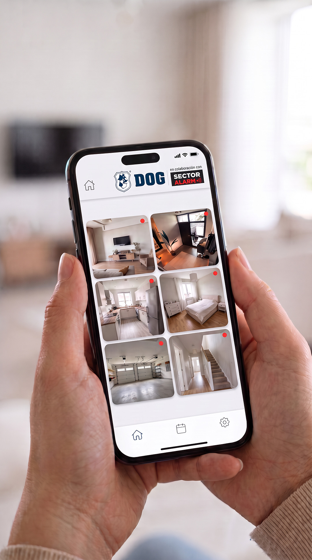 Las seis cámaras de la vivienda vistas en directo desde la app en el móvil